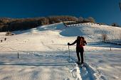 Salita da Oneta a Cima Grem su un percorso già ben innevato e tracciato da molti scialpinisti sabato 4 dicembre 2010 - FOTOGALLERY